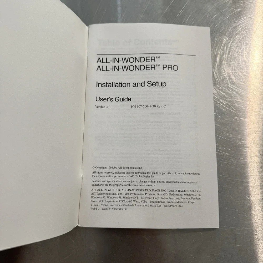 ATI All-In-Wonder / All-In-Wonder Pro Installation & Setup User Guide